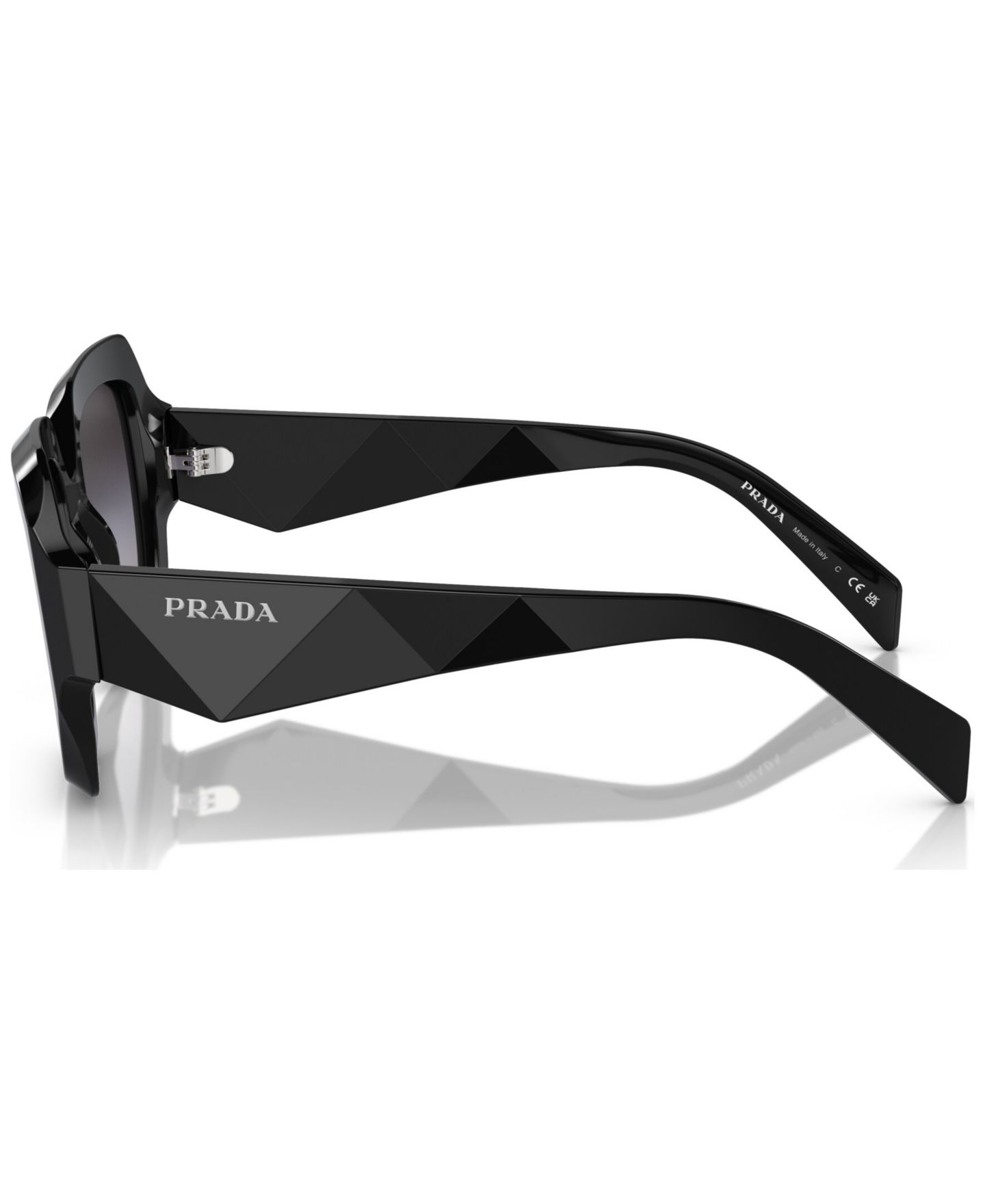 Женские солнцезащитные очки Prada Low Bridge Round Sunglasses, PR 28ZS, цвет: Чёрный — фото 3