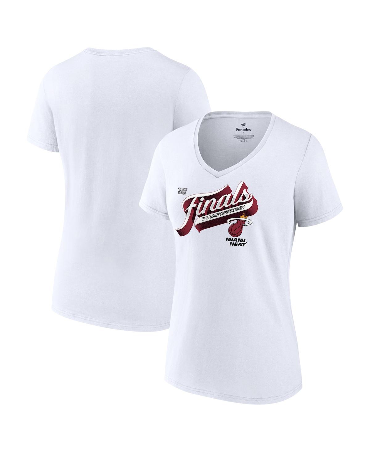 Women's FanaticsMiami Heat 2023 Eastern Conference Champions Locker Room Plus Size V-Neck T-shirt - White