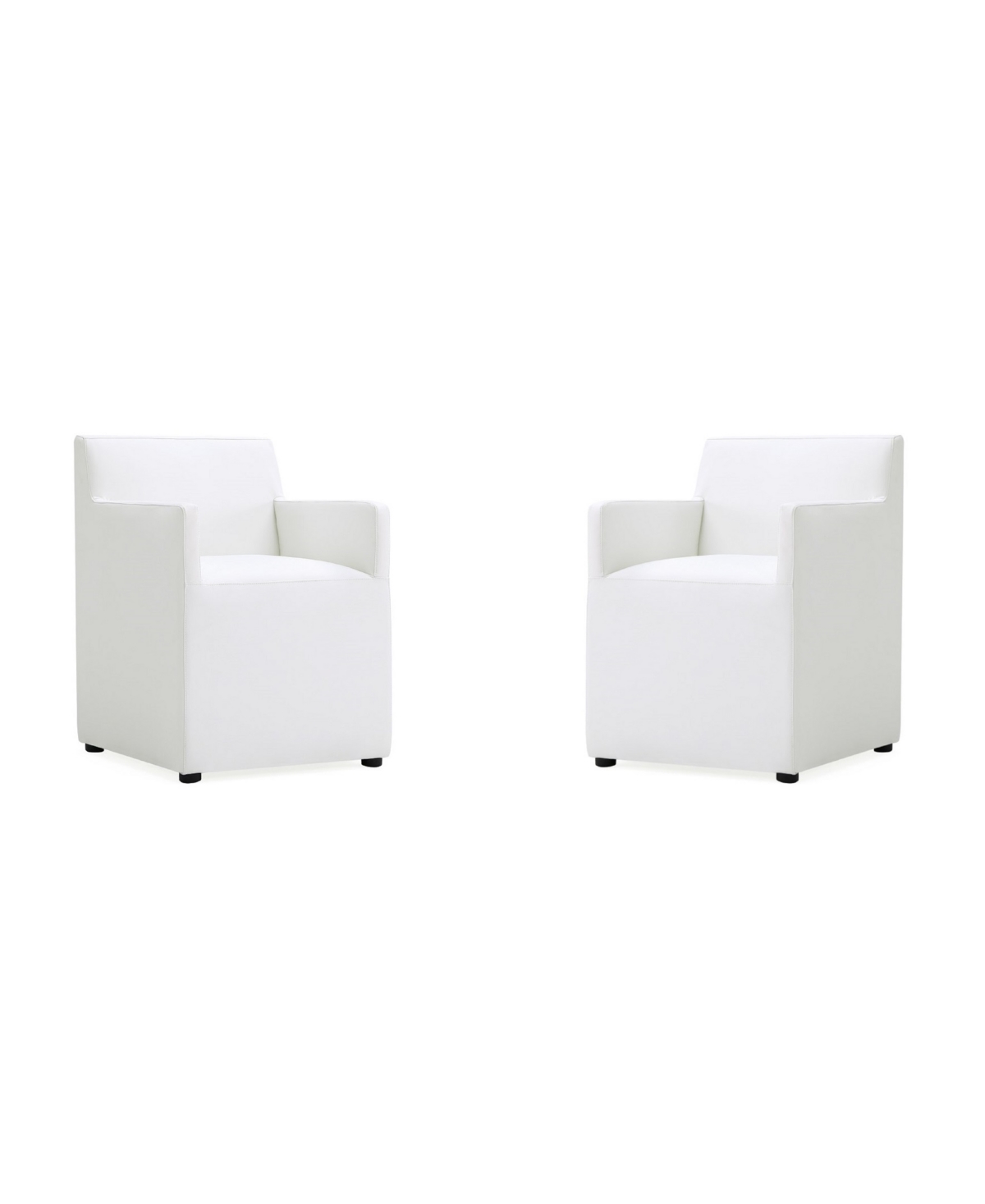 Manhattan Comfort Anna 2 Piece Faux Leather Upholstered Square Dining Armchair Set In Cream