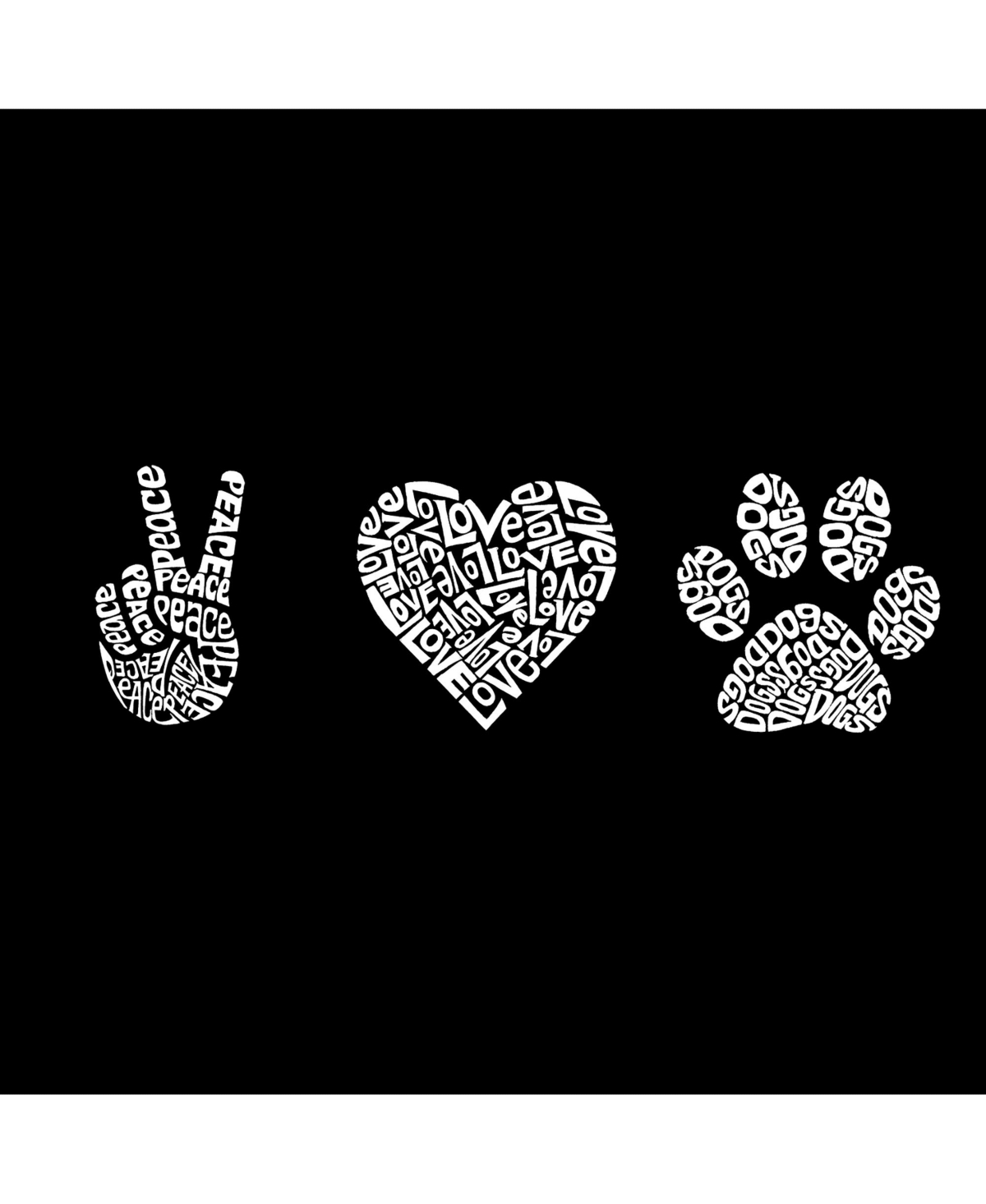 La Pop Art Girls Word Art Hooded Sweatshirt - Peace Love Dogs