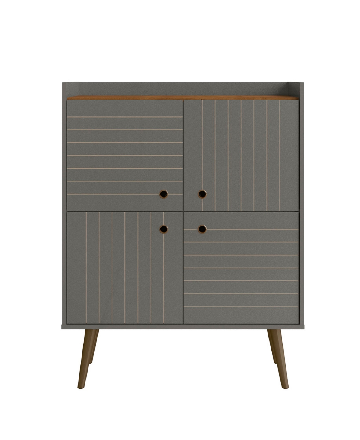 Manhattan Comfort Bogart 45.5" Medium Density Fiberboard 4-shelf Accent Cabinet In Gray