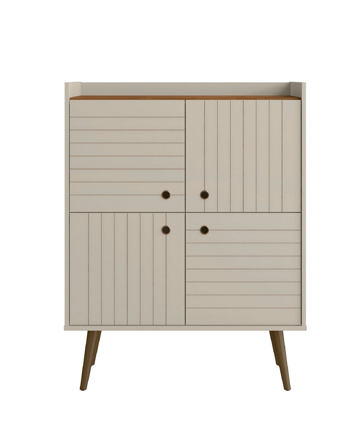 Manhattan Comfort Bogart 45.5" Medium Density Fiberboard 4-shelf Accent Cabinet In Off-white
