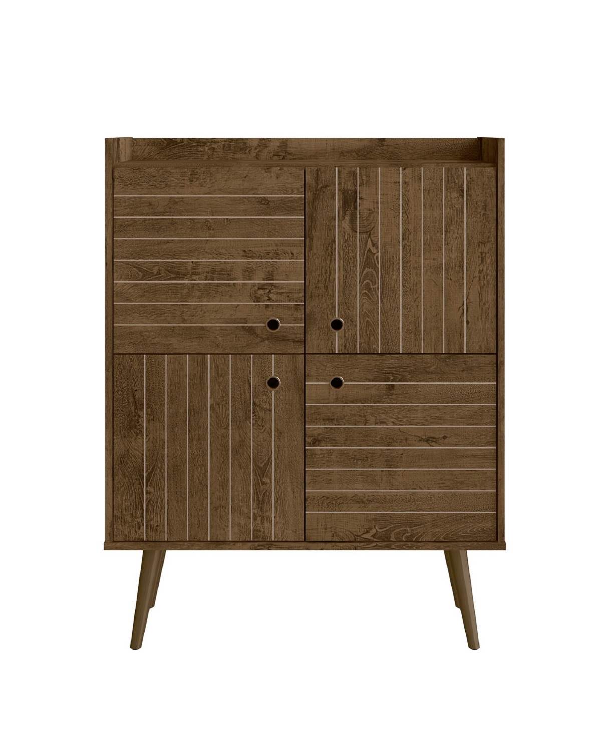 Manhattan Comfort Bogart 45.5" Medium Density Fiberboard 4-shelf Accent Cabinet In Rustic Brown