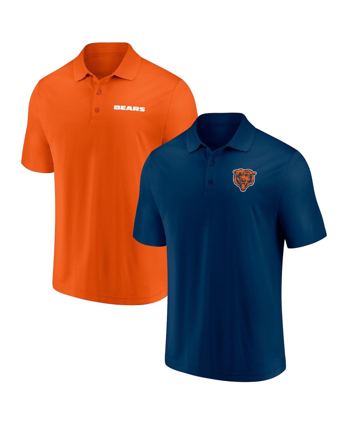 Fanatics Men's  Navy, Orange Chicago Bears Dueling Two-pack Polo Shirt Set In Navy,orange
