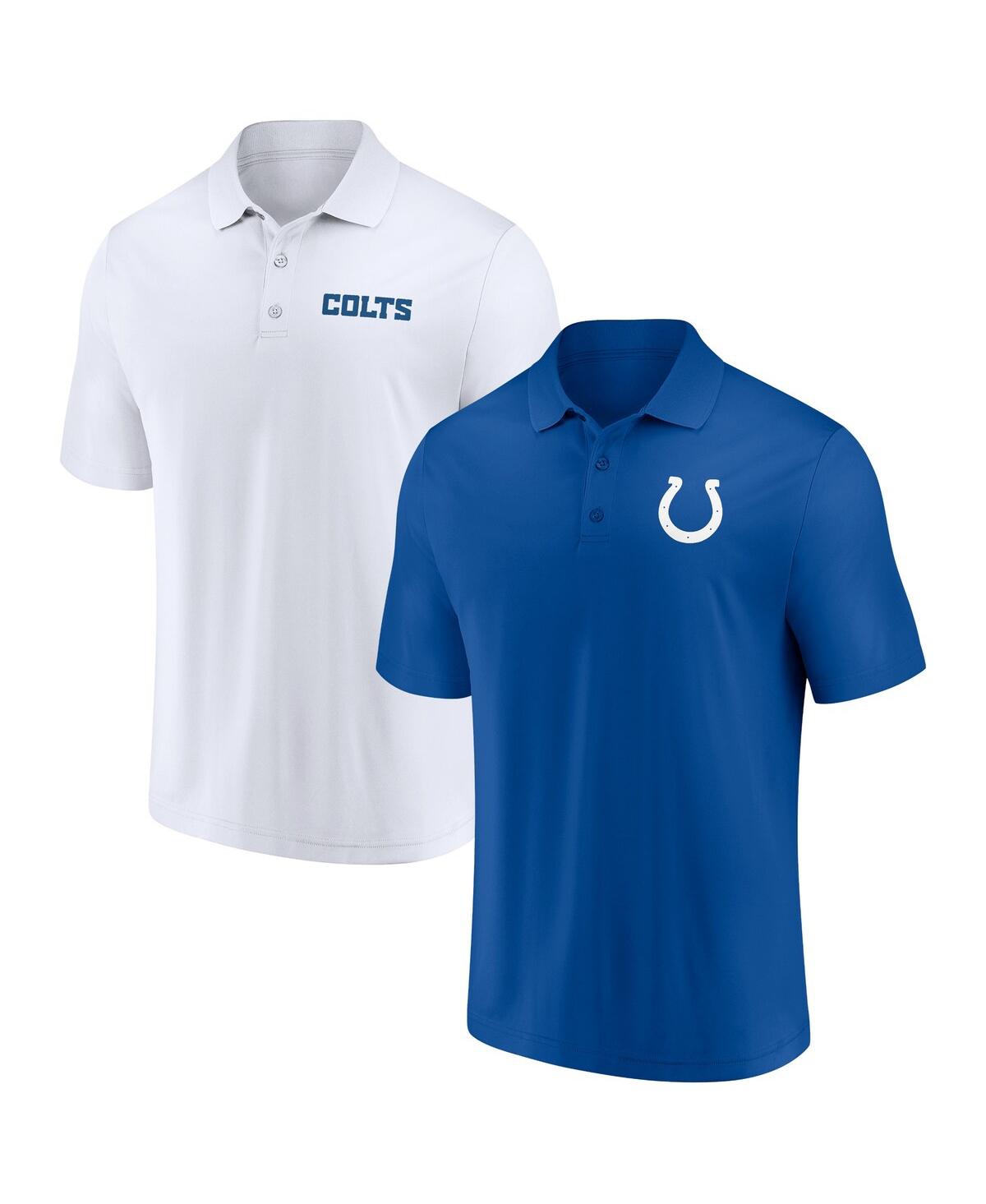 Shop Fanatics Men's  Royal, White Indianapolis Colts Dueling Two-pack Polo Shirt Set In Royal,white