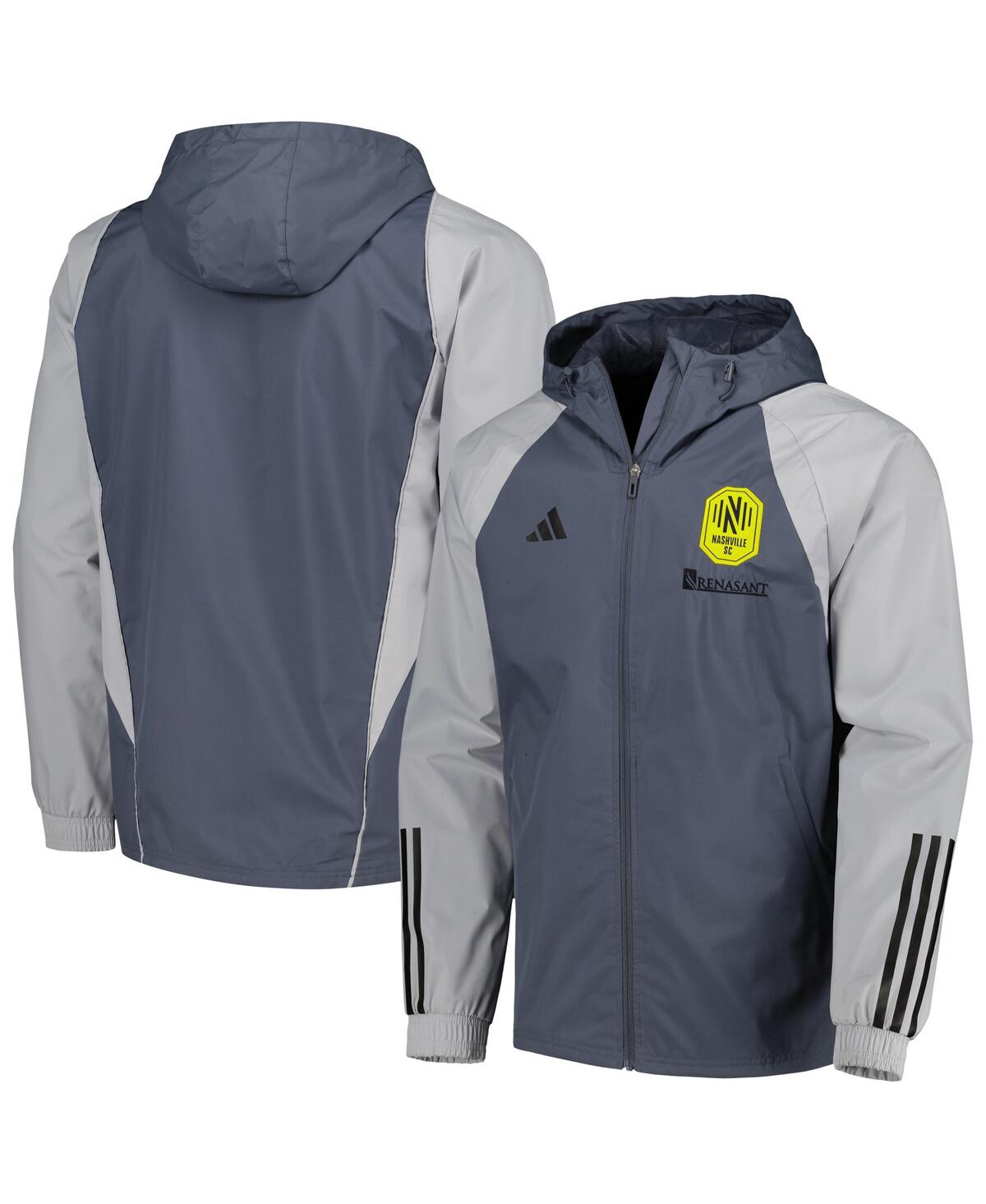 Men's adidasNashville Sc All-Weather Raglan Hoodie Full-Zip Jacket - Charcoal