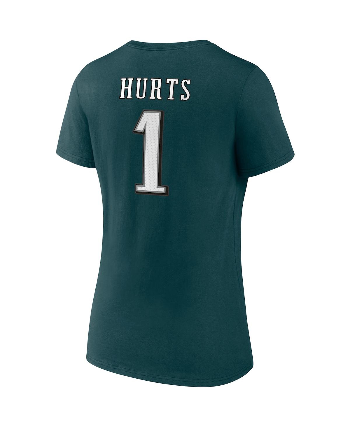 Women's Fanatics Jalen Hurts MidnightPhiladelphia Eagles Player Icon Name and Number V-Neck T-shirt - Green