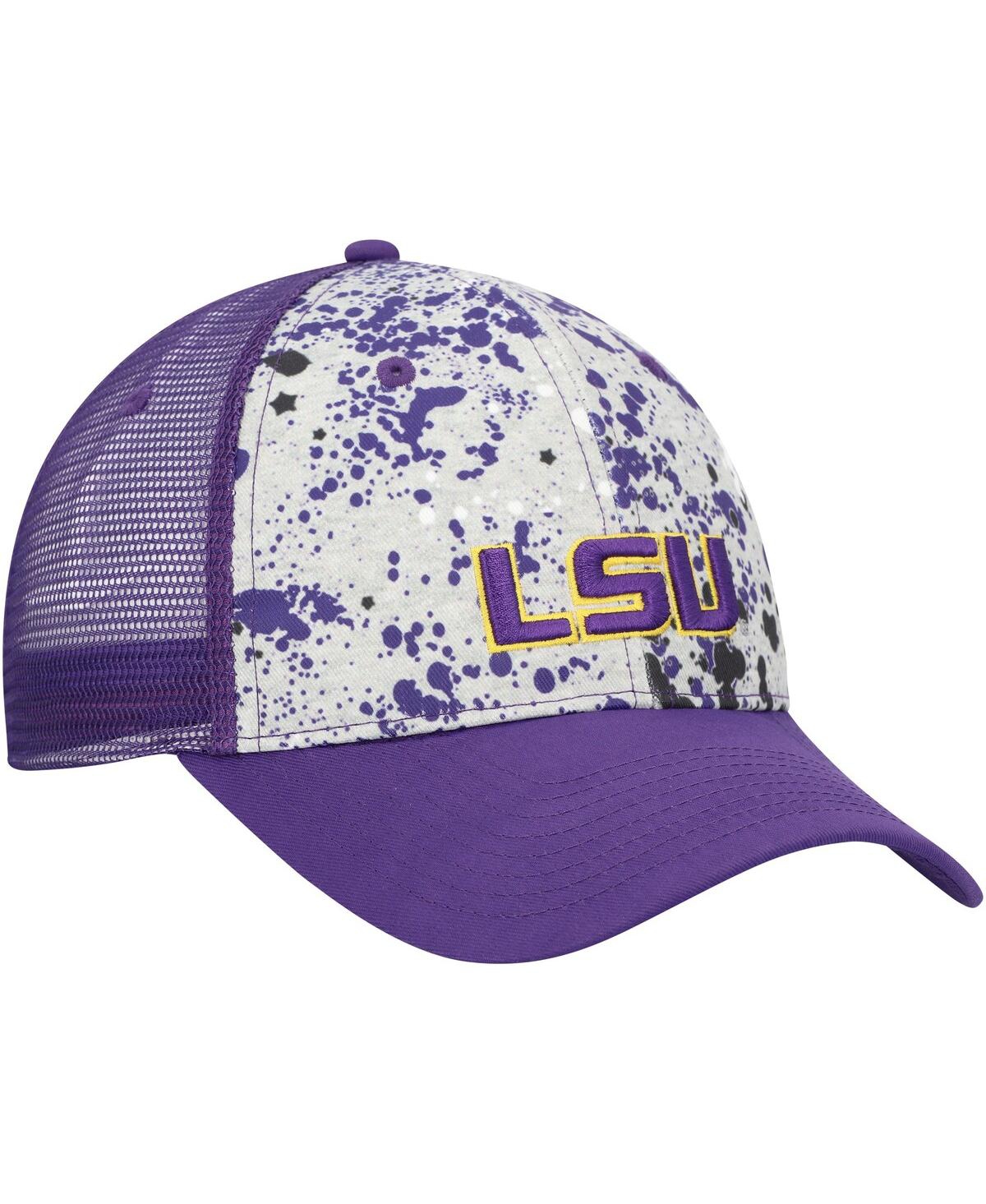 Colosseum Men's  Gray, Purple Lsu Tigers Love Fern Trucker Snapback Hat In Gray,purple