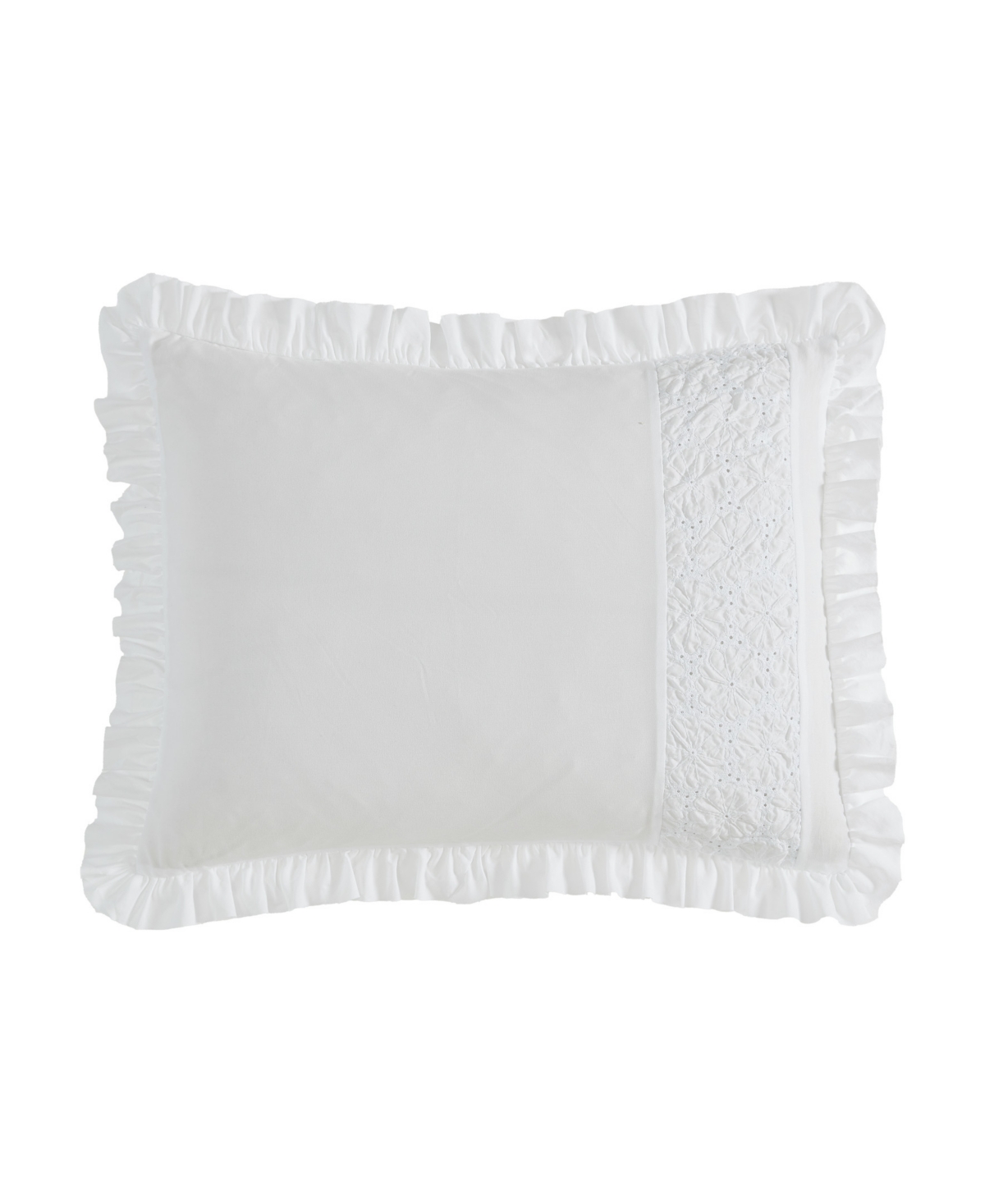 Shop Laura Ashley Eyelet Ruffle Microfiber 2 Piece Comforter Set, Twin Xl In White