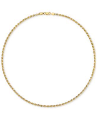Men's Two-Tone Rope Link 22" Chain Necklace (4mm) in Sterling Silver & 14k Gold-Plate