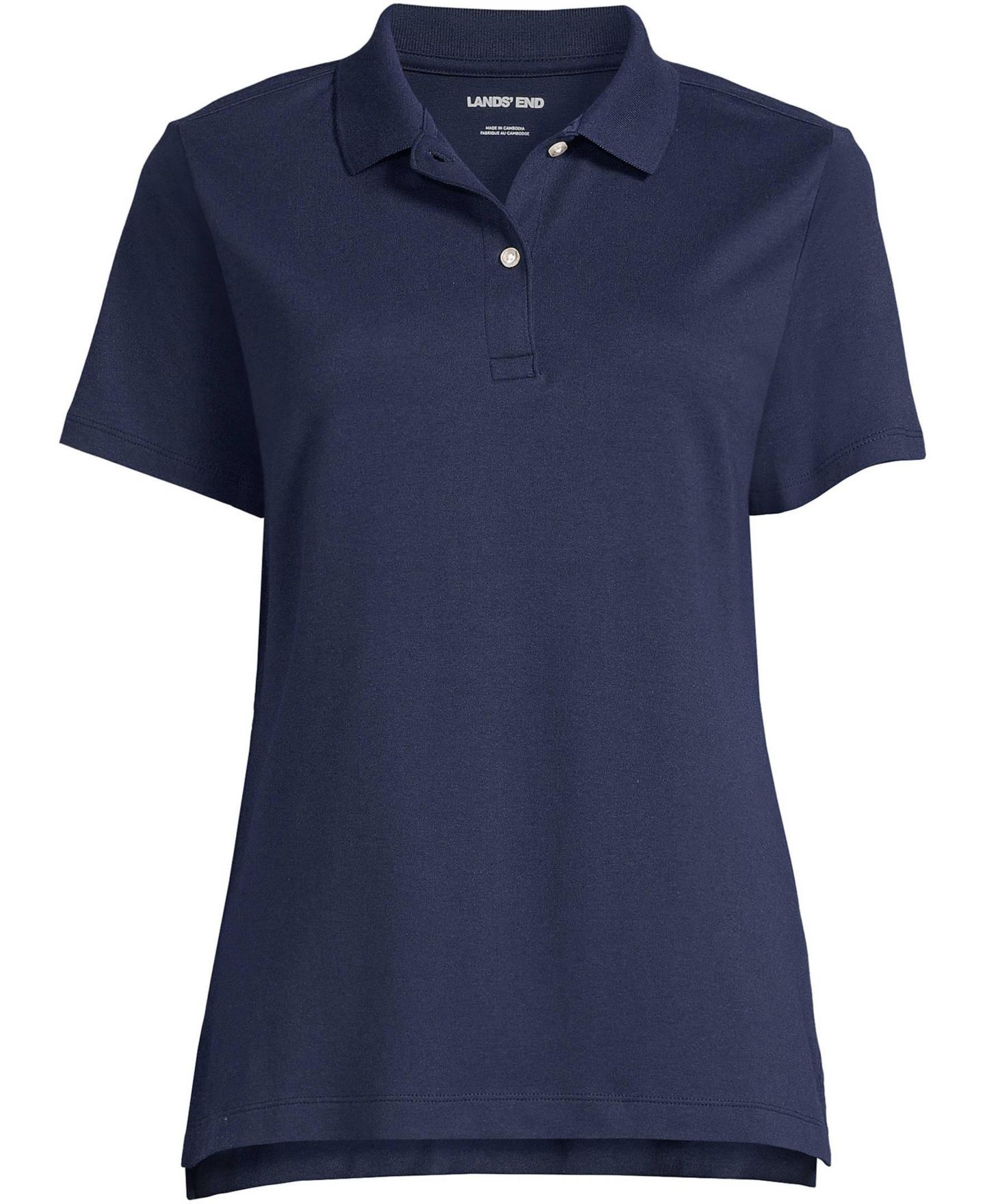 Женское поло Lands' End Short Sleeve Feminine Fit Interlock Polo, цвет: Тёмно-синий — фото 2