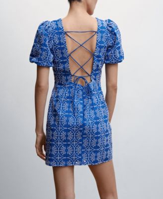 mango embroidered open back dress Embroidered open back dress