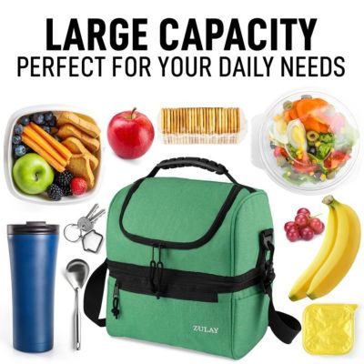 Insulated Lunch Bag Dual Compartment with Adjustable Strap