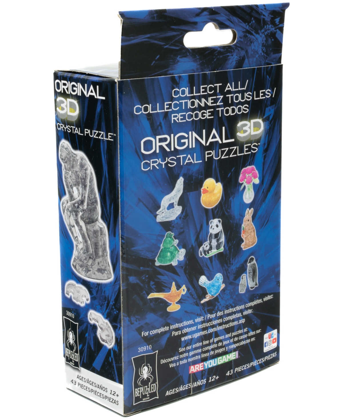University Games Bepuzzled 3d Crystal Puzzle The Thinker Clear, 43 Pieces In No Color