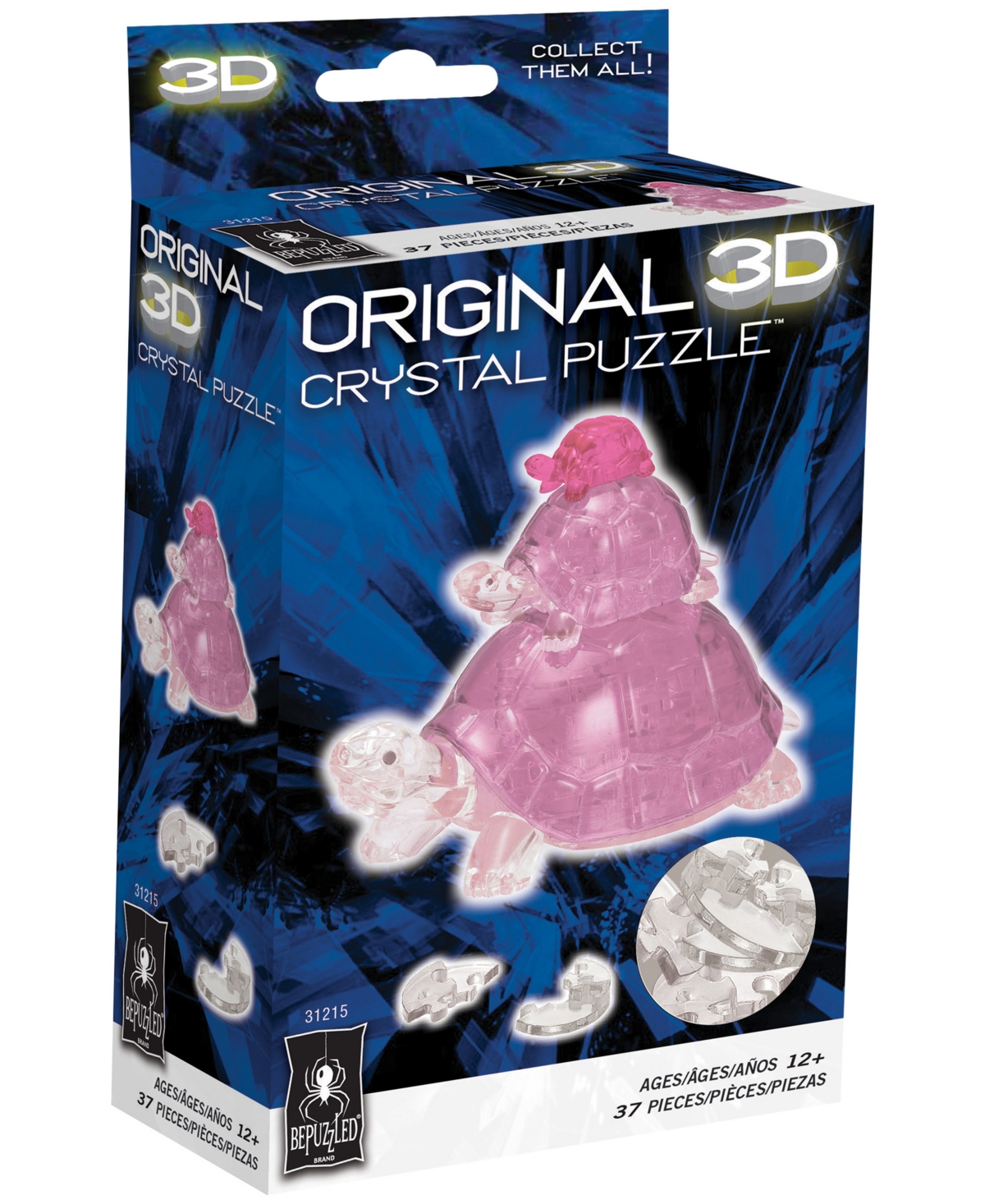 University Games Bepuzzled 3d Crystal Puzzle Turtles, 37 Pieces In No Color