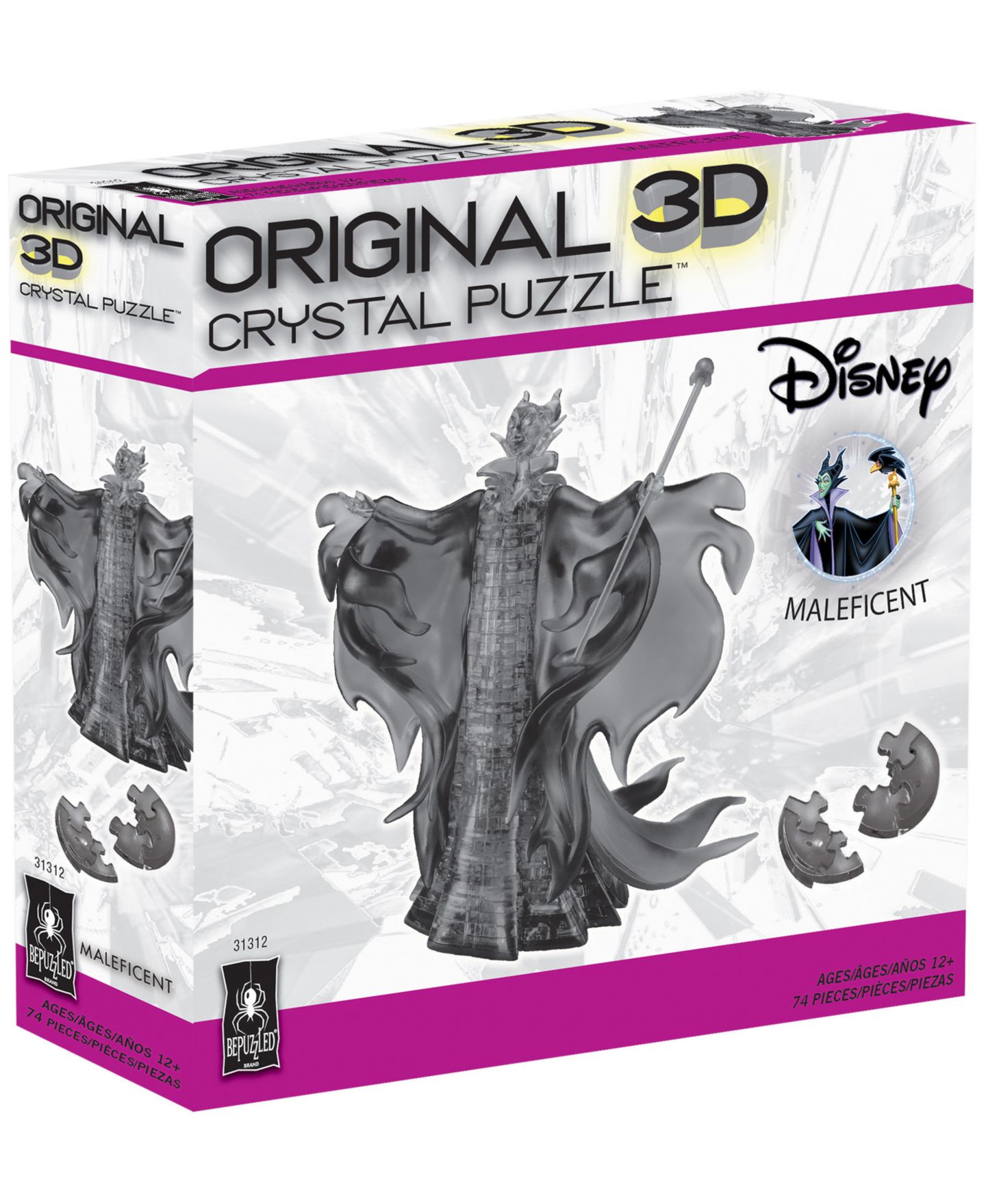 Детская игрушка University Games Bepuzzled 3D Crystal Puzzle Disney Maleficent, 74 Pieces, Ages 12+ — фото 2