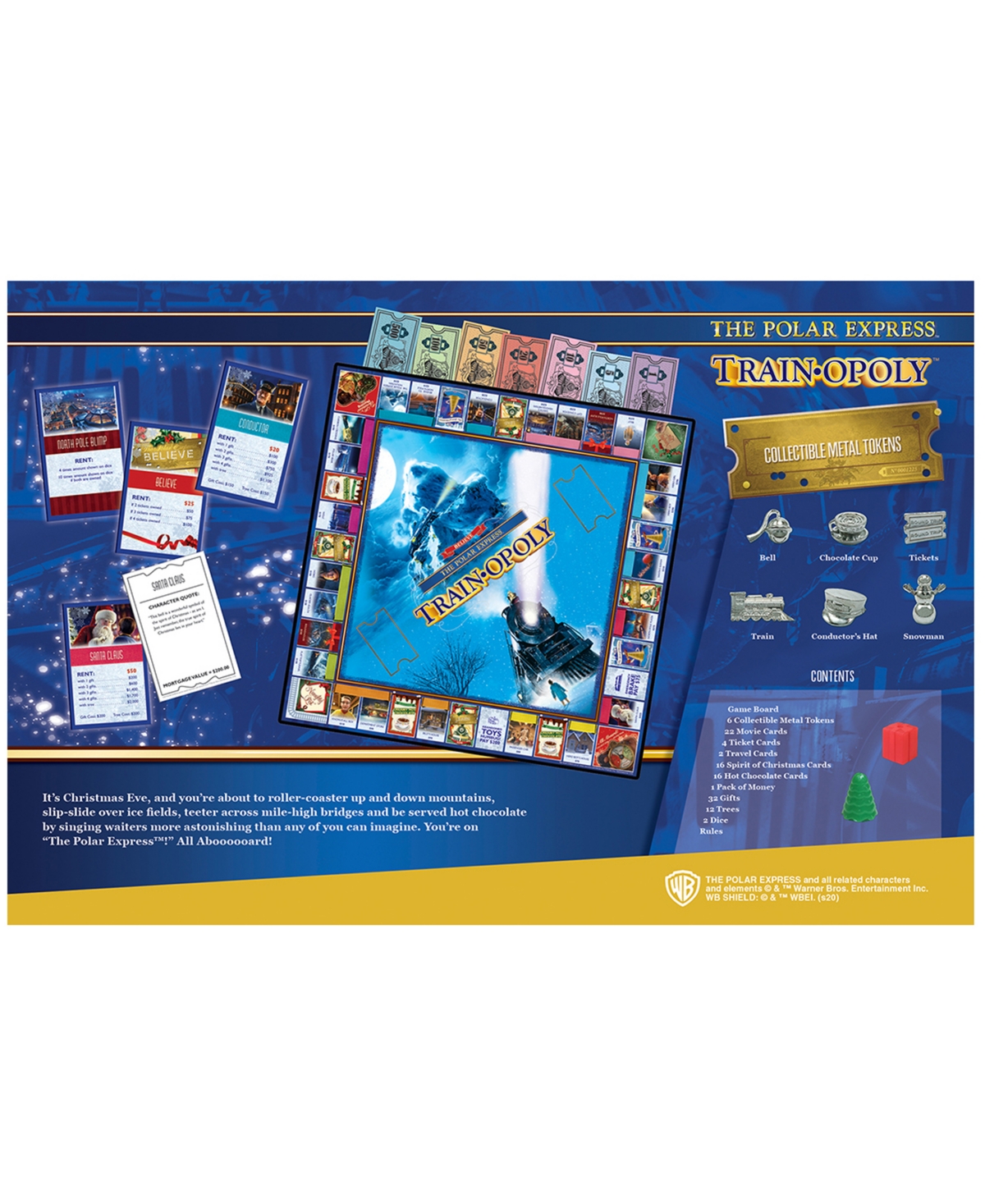 UNIVERSITY GAMES MASTERPIECES PUZZLES THE POLAR EXPRESS TRAIN-OPOLY COLLECTOR'S EDITION SET 