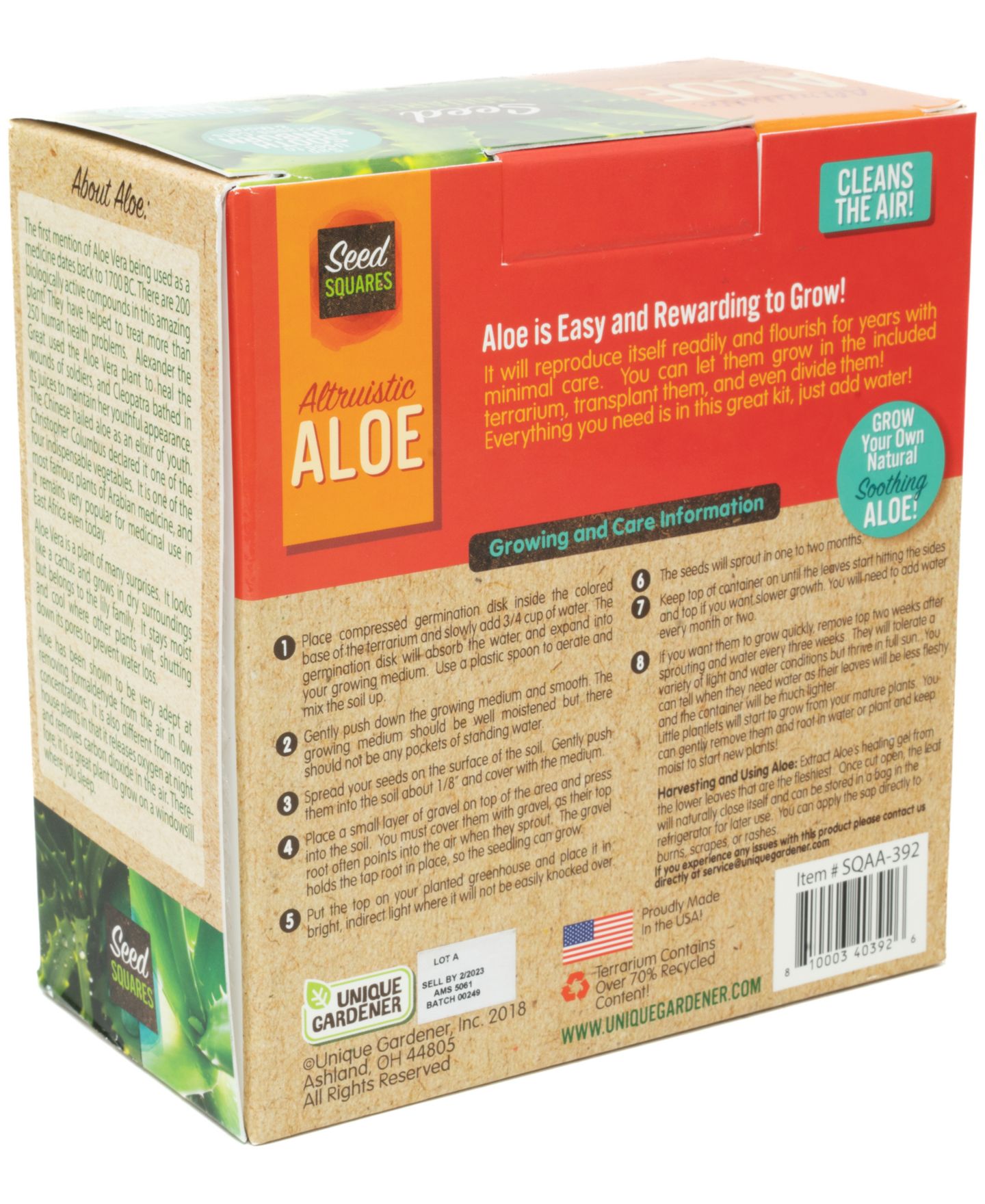 Детские игрушки Areyougame Seed Squares Altruistic Aloe Plant Growing Kit, Ages 4+ — фото 3