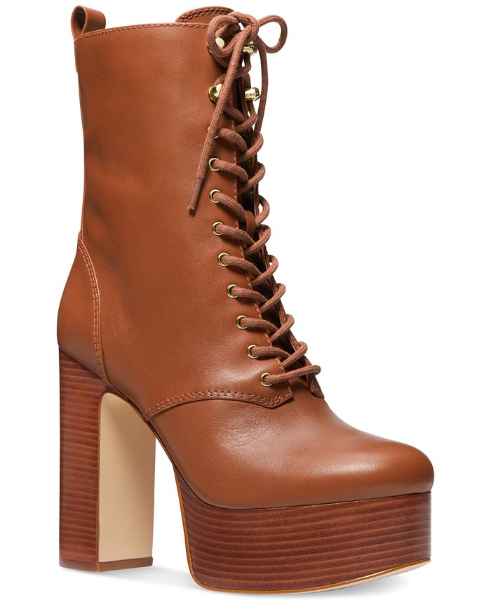 Michael Kors Women s Natasha Leather Side Zip Platform Heeled