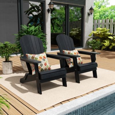 Outdoor Patio All-weather Folding Adirondack Chair Set of 2