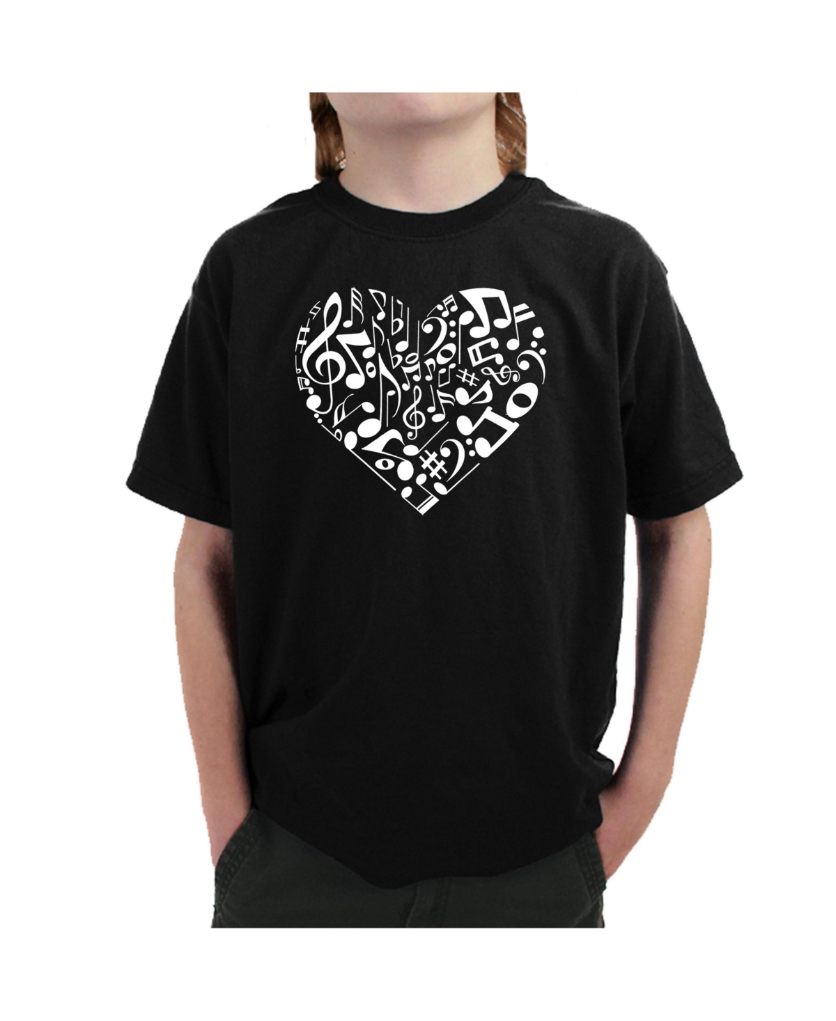 La Pop Art Men's Word Art Heart Notes T-shirt In Black