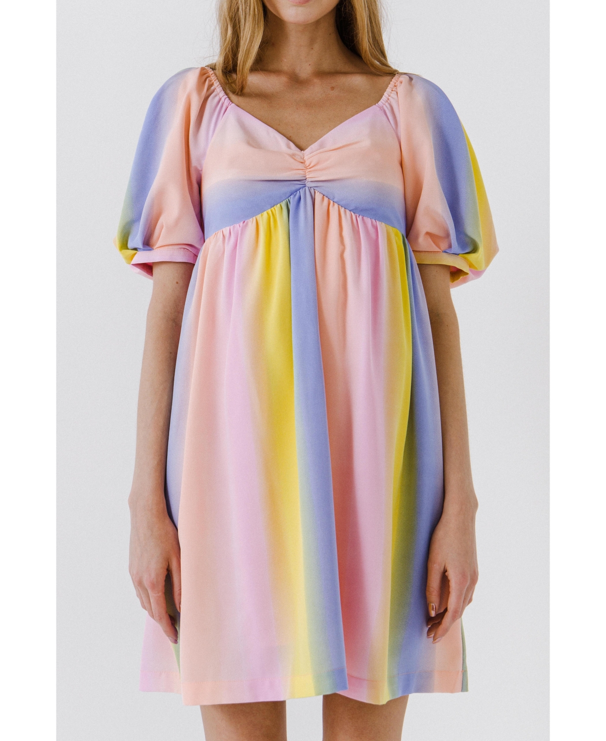Women's Multi Color Stripe Babydoll Dress - Multi