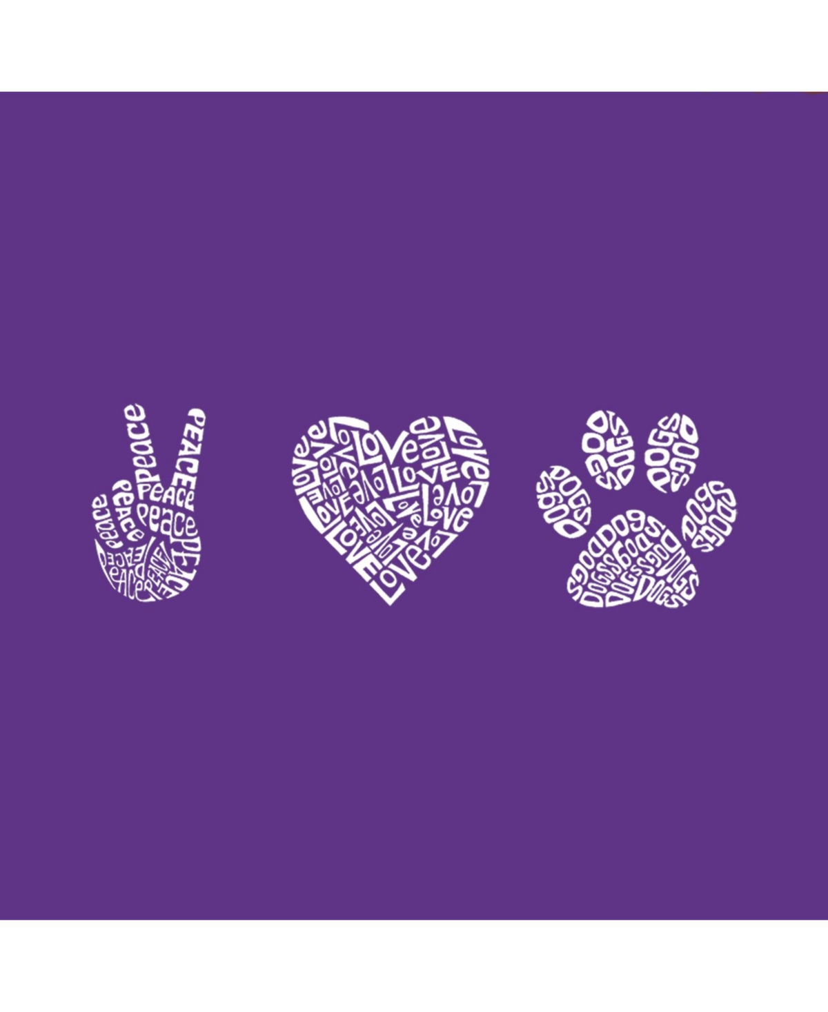 Big Girl's Word Art Long Sleeve T-Shirt - Peace Love Dogs