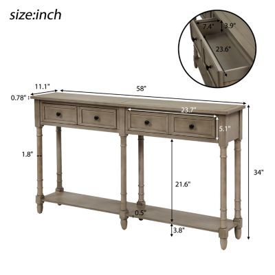 Simplie Fun Console Table Sofa Table Easy Assembly With Two Storage Drawers And Bottom Shelf