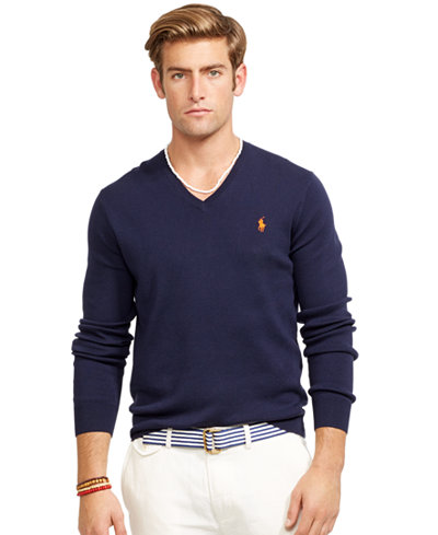 Polo Ralph Lauren Pima V-Neck Sweater - Sweaters - Men - Macy's