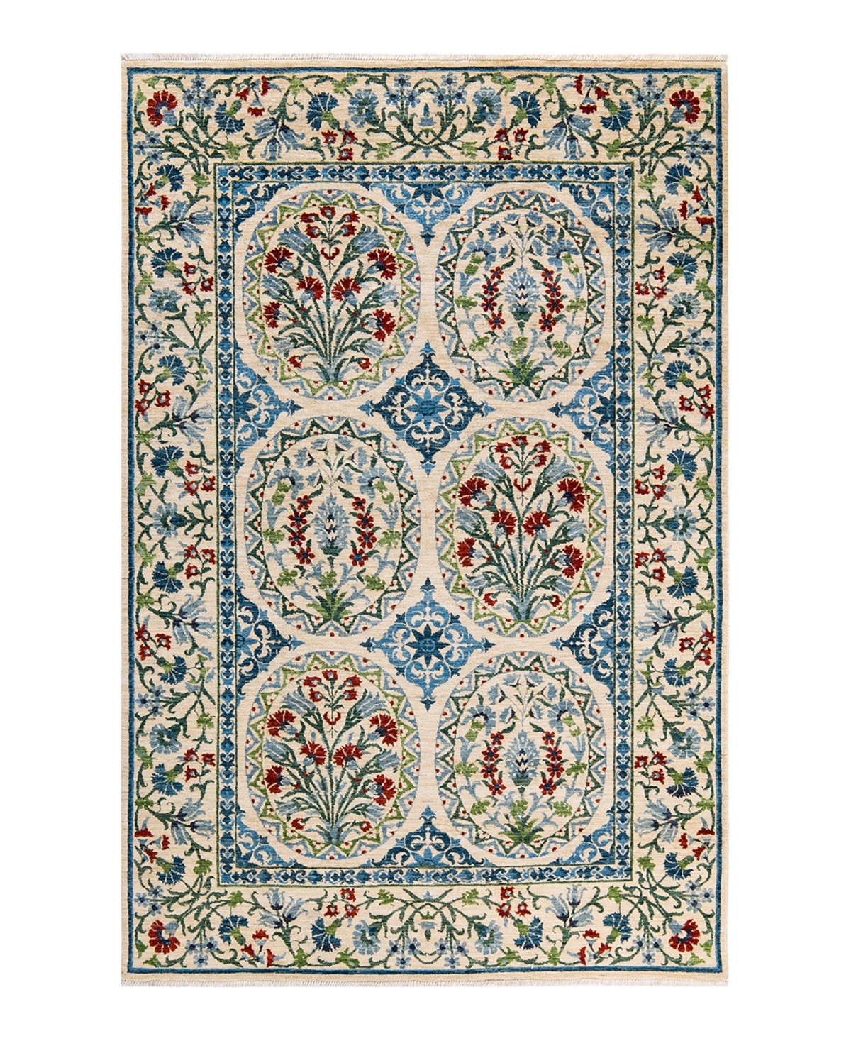 Adorn Hand Woven Rugs Suzani M1649 6'2in x 9'4in Area Rug - Ivory