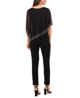 Women's Beaded Overlay Cape Top