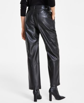 DKNY Jeans Women's Faux-Leather High-Rise Cargo Pants - Macy's