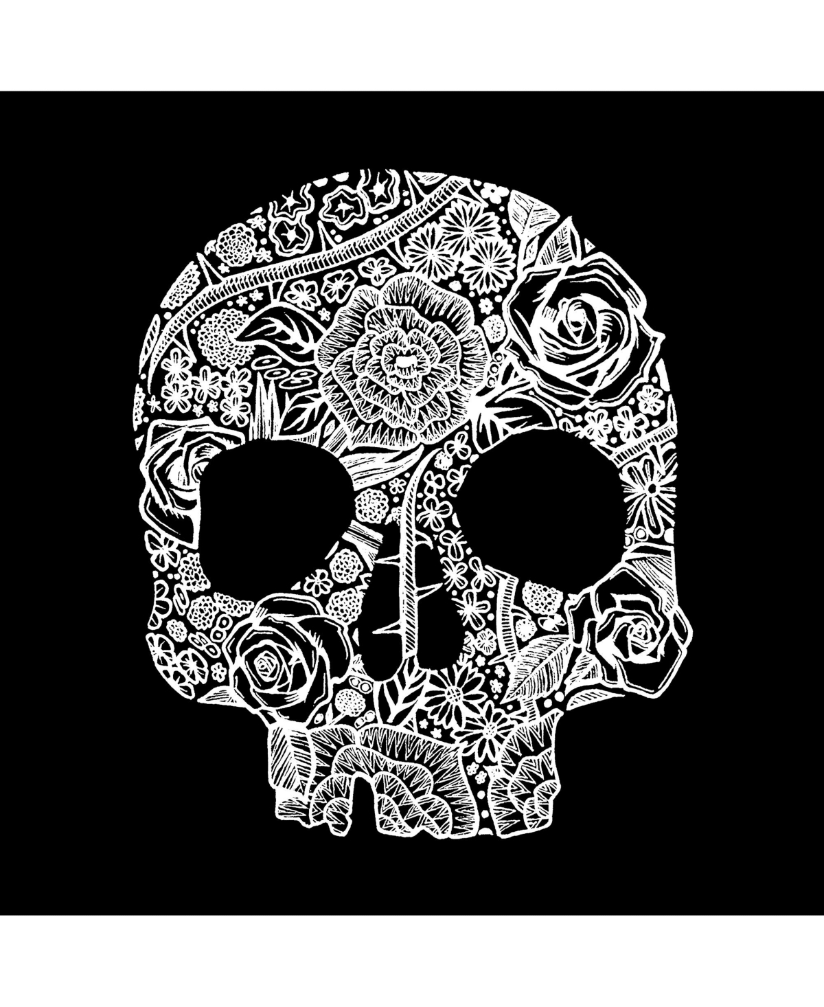 Big Girl's Word Art T-shirt - Flower Skull
