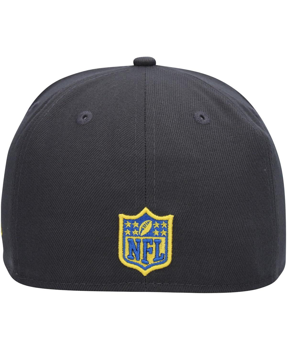 NEW ERA MEN'S NEW ERA GRAPHITE LOS ANGELES RAMS COLOR DIM 59FIFTY FITTED HAT 