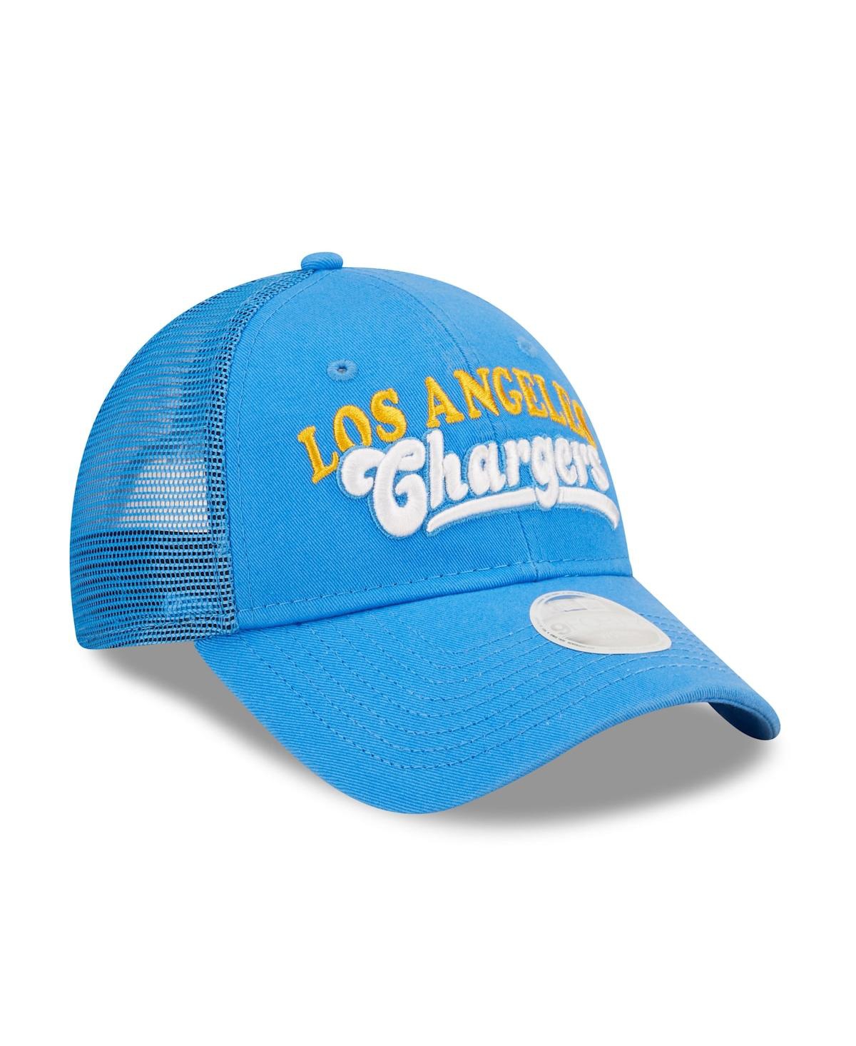 Shop New Era Women's  Powder Blue Los Angeles Chargers Team Trucker 9forty Snapback Hat