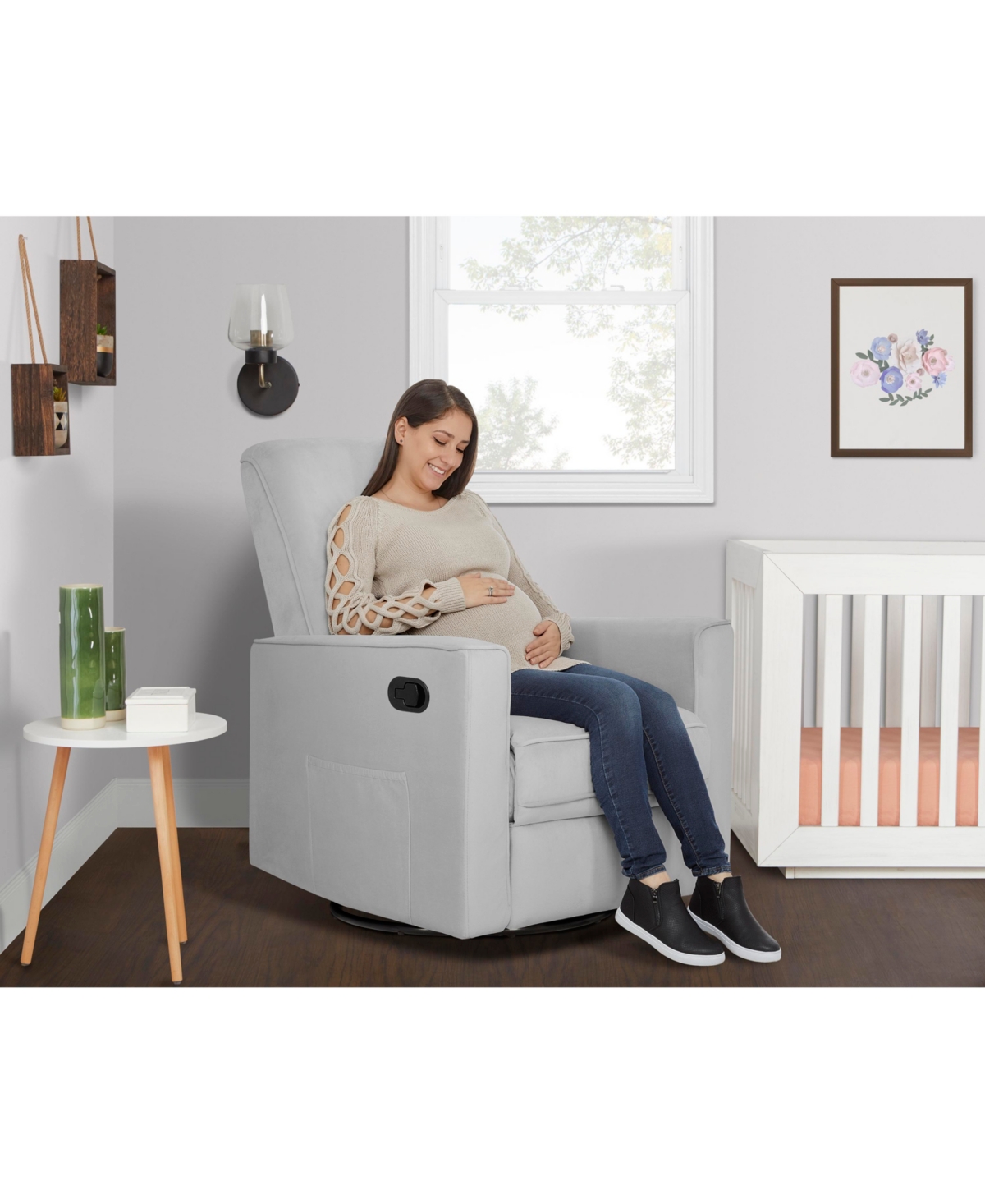 Evolur Raleigh Upholstered Plush Seating Glider Swivel, Recliner, Glider For Nursery