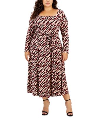 anne klein tie waist midi dress Anne Klein Floral Print Tie Waist Midi Dress in Red