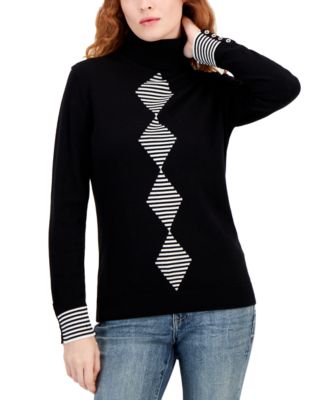 Women's Cotton Argyle Striped Sweater