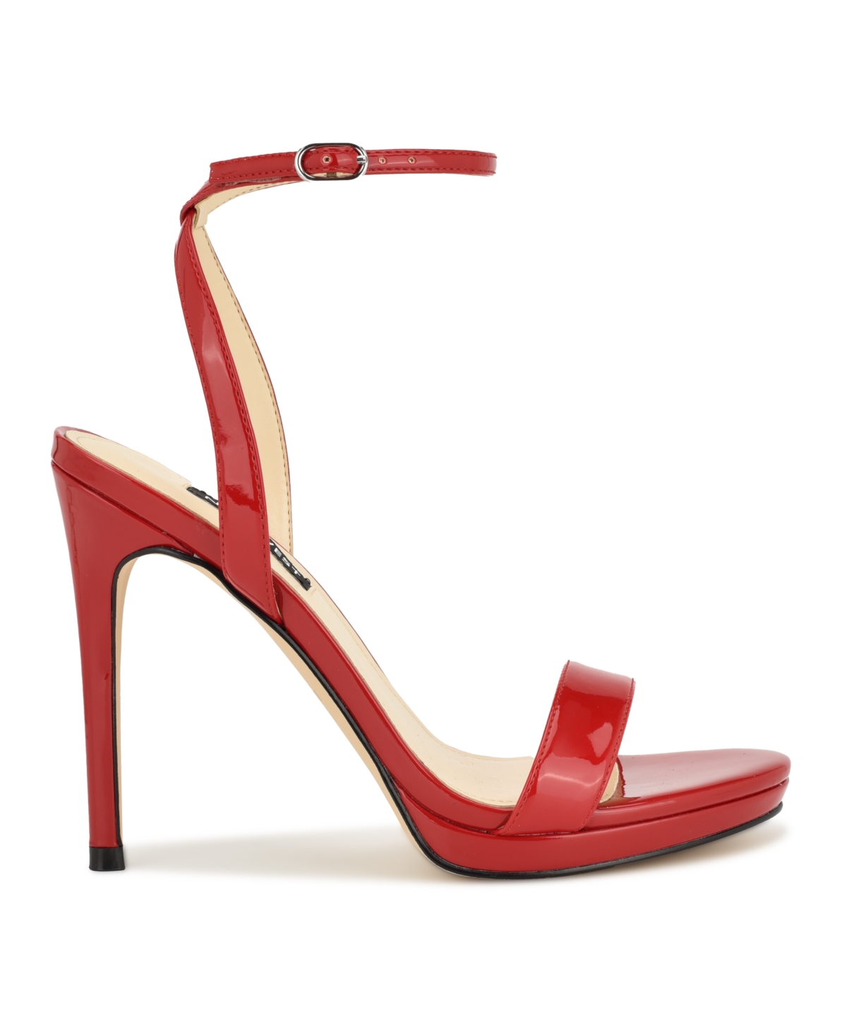 Shop Nine West Women's Loola Ankle Strap Stiletto Sandals In Red Patent