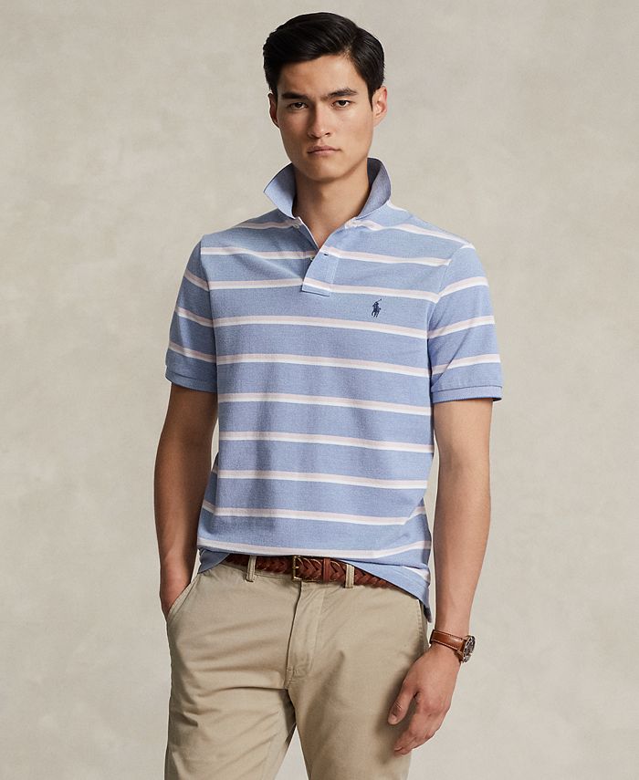 Polo Ralph Lauren Men's Cotton Classic-Fit Striped Mesh Polo Shirt - Macy's