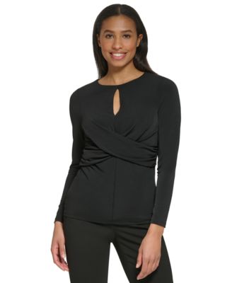 DKNY - Women's Long-Sleeve Keyhole Twist-Front Top
