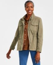 Hollister Stretch Canvas Jacket Womens Size M Beige Full Zip Utility  Military