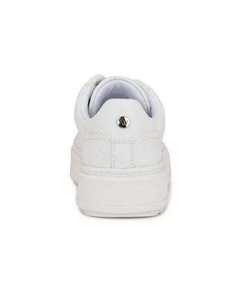 VINCE. Womens Silver Metallic Debossed Logo Padded Lightweight Gabi Round Toe Platform Lace-Up Leather Sneakers Shoes M