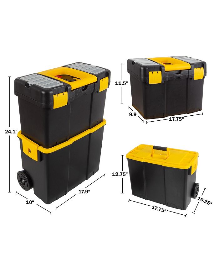 Stalwart Portable Tool Box with Wheels Stackable 2in1 Tool Chest