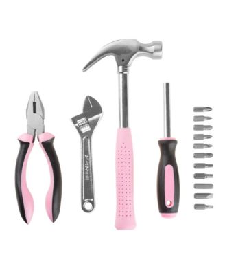 15-Piece Household Hand Tool Set with Carry Case &amp;acirc;€“ Tool Kit with Screwdrivers, Pliers, and Wrenches &amp;acirc;€“ Great for Home or Car by (Pink)