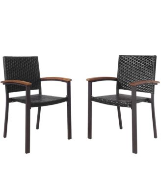 Outdoor Dining Rattan PE Set Armrest of 2 Costway Macy\'s Stackable Patio - Garden Chairs