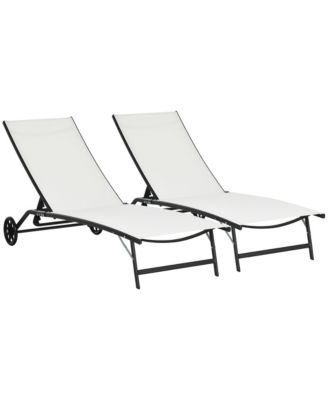 2 Piece Chaise Lounge Chair Pool Chairs with Wheels