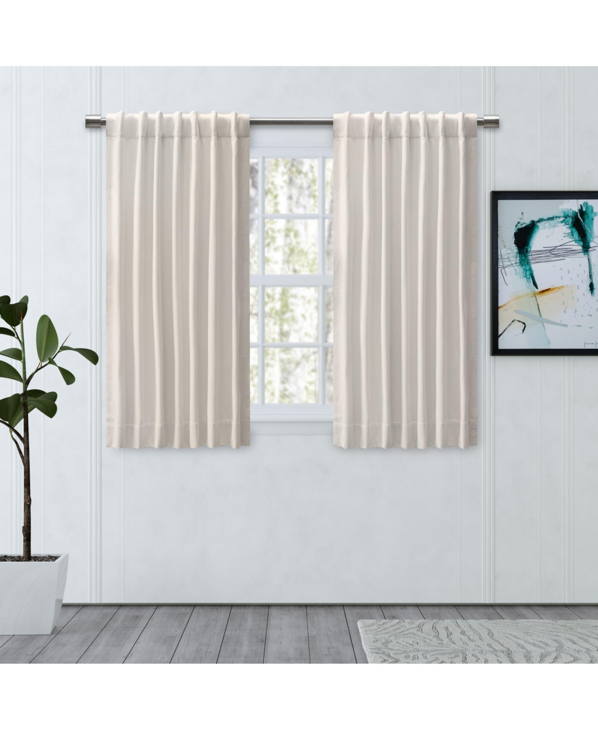 Chevron 80C/20P Sustainable Triple Lined Rod Pocket w/Back Tabs Curtain Panel 48"W x 45"L - Ivory