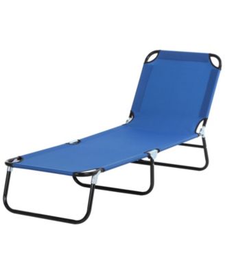 Portable Outdoor Sun Lounger, Lightweight Folding Chaise Lounge Chair w/ 5-Position Adjustable Backrest for Beach, Poolside and Patio, Blue