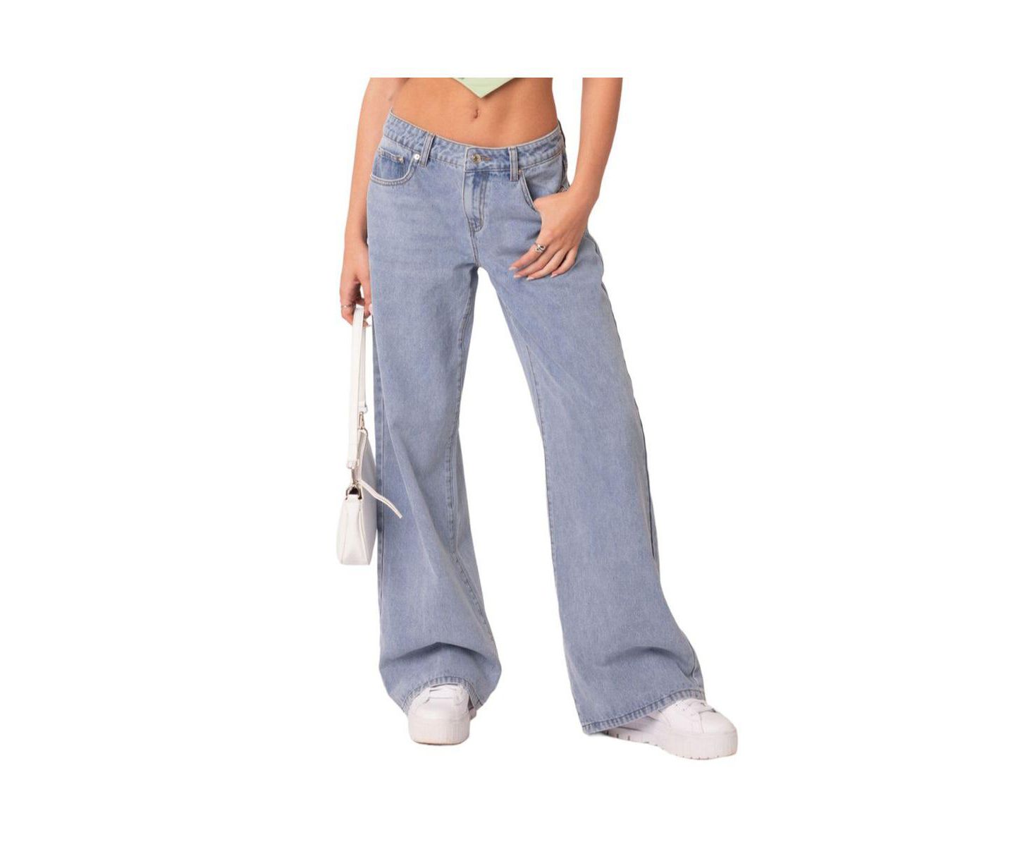 Женские джинсы Edikted Raelynn Washed Low Rise, цвет: Синий — фото 3